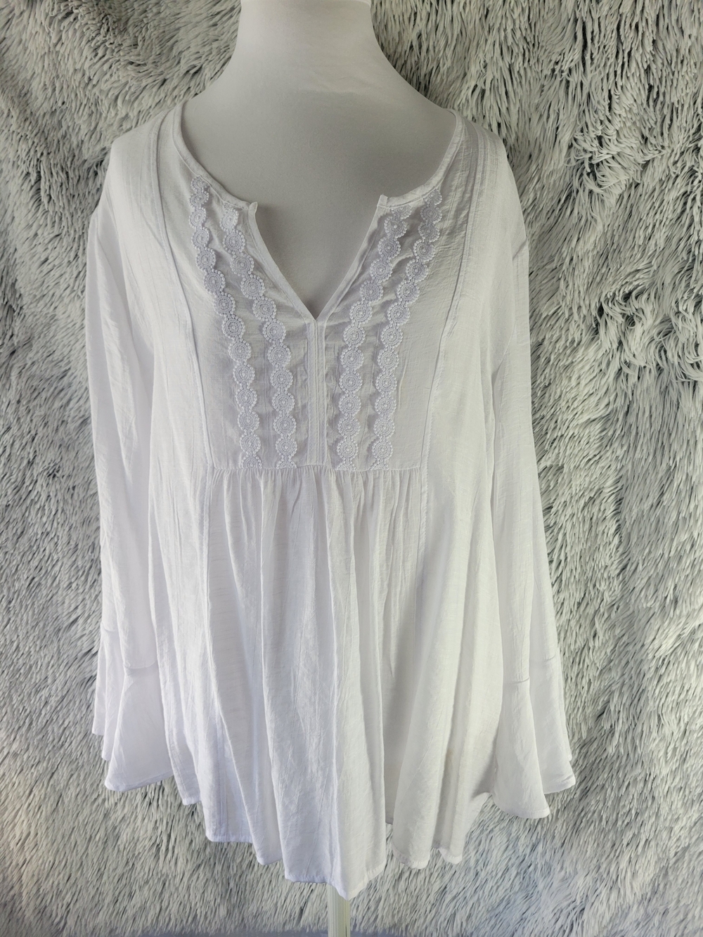 Counterparts White Boho Lace-Trim Tunic